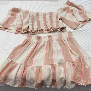 Rip Curl Beige and Pink Striped Knitwear